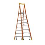 Werner PD6208-4C 14ft Reach Fiberglass Podium Ladder with Casters, 8ft Type IA, 300 lb Capacity product image