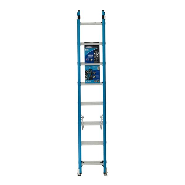 Werner FE1016-2 16ft Fiberglass Multi Section Extension Ladder, Type I 250 lb Duty Rating, Blue product image
