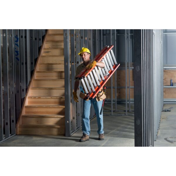 Werner D6216-3 16ft Type IA Fiberglass D-Rung Three-Section Extension Ladder, 300 lb Duty Rating product image