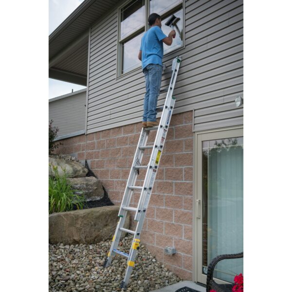 Werner D1716-2EQ 16ft Type II Aluminum D-Rung The Equalizer Extension Ladder, EverLevel Levelers, 225 lb Duty product image