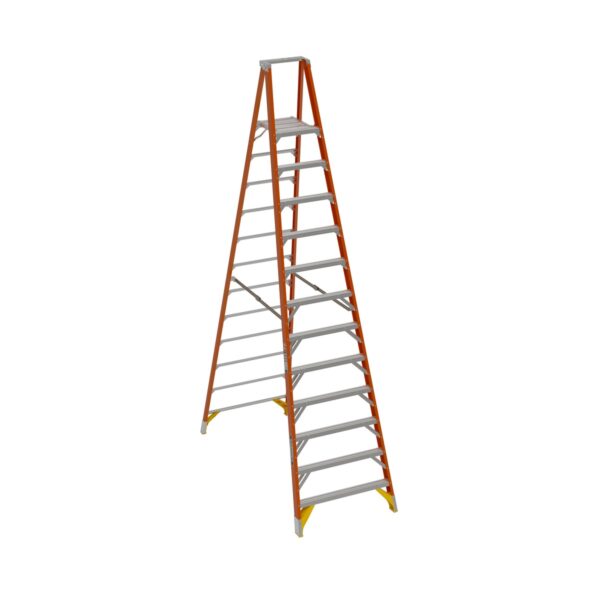 Werner P7412 12 ft Fiberglass Platform Ladder, Type IA, 300 lb, 18 ft Reach Height product image