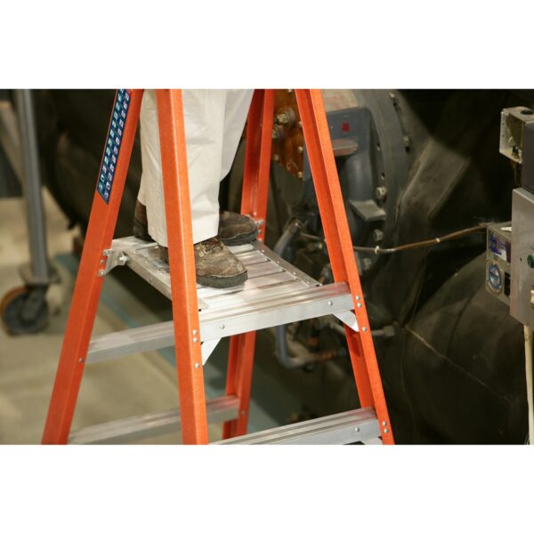 Werner P7412 12 ft Fiberglass Platform Ladder, Type IA, 300 lb, 18 ft Reach Height product image