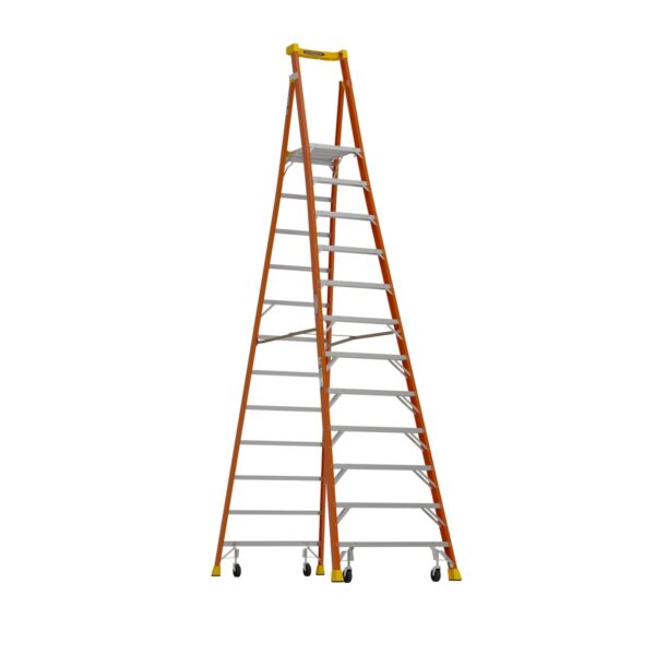 Werner PD6212-4C Fiberglass Podium Ladder with Casters, 12 ft, Type IA, 300 lb Load, 18 ft Reach Height product image