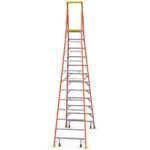 Werner PD6212-4C Fiberglass Podium Ladder with Casters, 12 ft, Type IA, 300 lb Load, 18 ft Reach Height product image