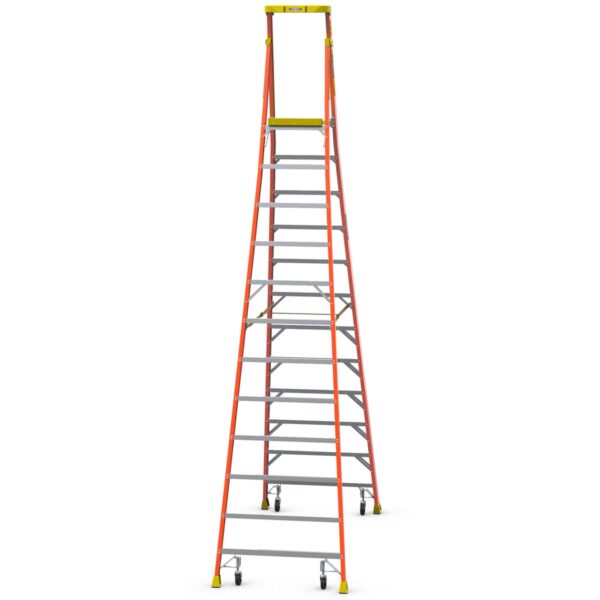 Werner PD6212-4C Fiberglass Podium Ladder with Casters, 12 ft, Type IA, 300 lb Load, 18 ft Reach Height product image