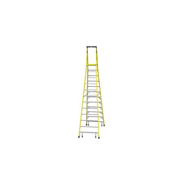 Werner PD7312-4C 18ft Reach Fiberglass Podium Ladder with Casters, 12ft Top Step, Type IAA 375 lb product image