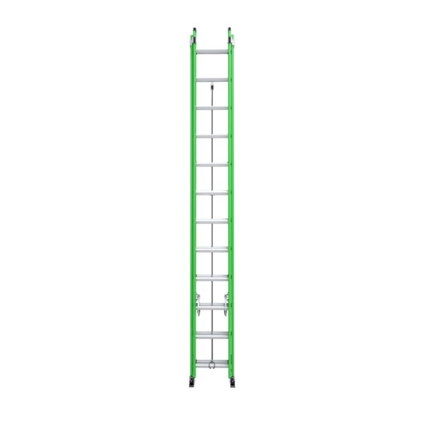 Werner B7124-2X9085 24ft AERO Type IAA Fiberglass Box Rail/Tri-Rung Extension Ladder with Cable Hook & V-Rung, Safety-Green product image