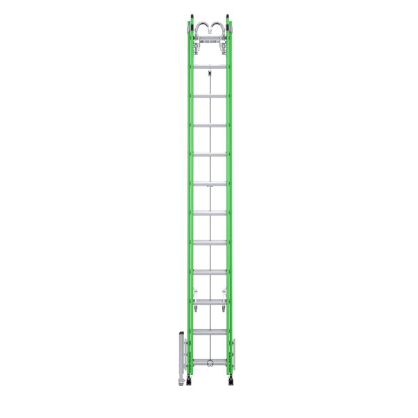 Werner B7124-2X9295 24ft AERO Type IAA Fiberglass Box Rail/Tri-Rung Extension Ladder with Leveler and Bracket Support Kit, Safety Green product image