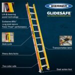 Werner T6224-2GS GLIDESAFE Type IA Fiberglass Tri-Rung Extension Ladder, 24 ft, 300 lb Duty Rating product image
