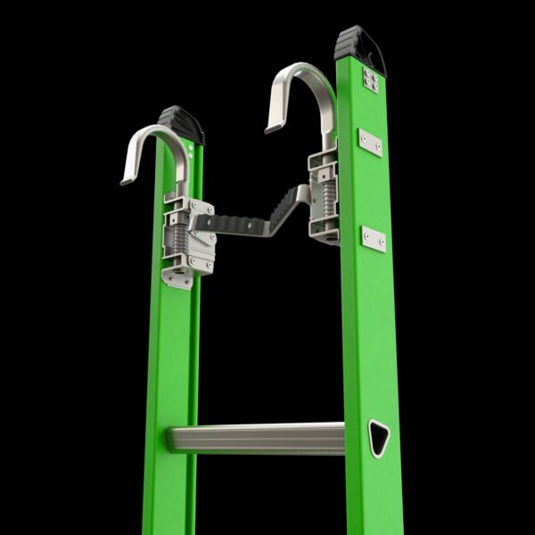Werner B7128-2X9085 28ft AERO Type IAA Fiberglass Box Rail/Tri-Rung Extension Ladder with Cable Hook & V-Rung, Safety-Green product image