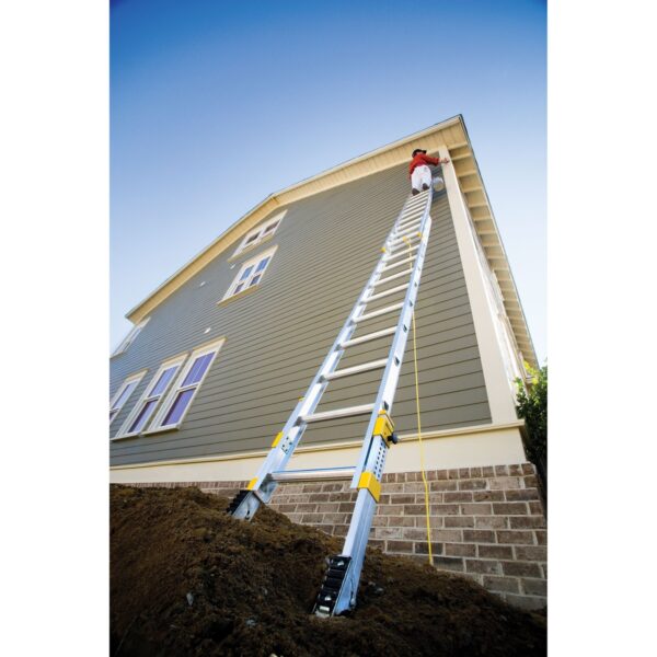 Werner D1828-2EQ The Equalizer Type I Aluminum Extension Ladder, 28 ft, Dual-Action Feet, EverLevel Leveling System product image