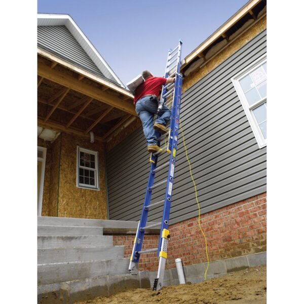Werner D8228-2EQ The Equalizer 28ft Fiberglass D-Rung Extension Ladder, Type IA 300 lb Duty Rating product image