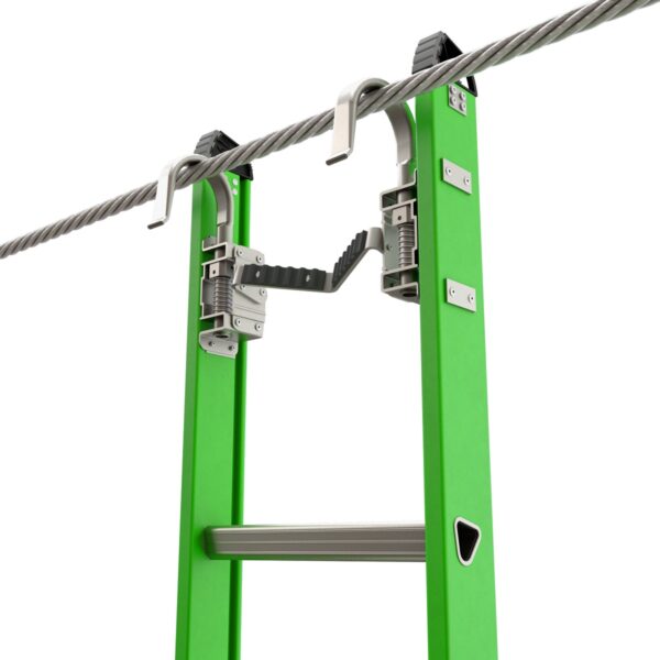 Werner B7132-2X9085 32ft AERO Type IAA Fiberglass Box Rail/Tri-Rung Extension Ladder with Cable Hook and V-Rung, Safety-Green product image