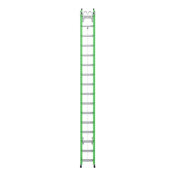 Werner B7132-2X9294 32 ft AERO Type IAA Fiberglass Box Rail/Tri-Rung Extension Ladder with Strand Grab and V-Rung, Safety Green product image