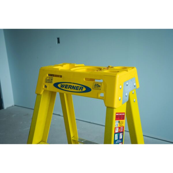 Werner 6304 4ft Type IAA Fiberglass Step Ladder, Single-Sided, Yellow, 375 lb Capacity product image