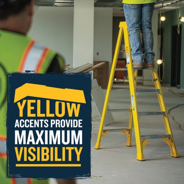 Werner 6304 4ft Type IAA Fiberglass Step Ladder, Single-Sided, Yellow, 375 lb Capacity product image