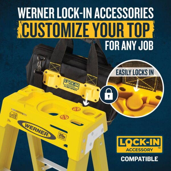 Werner 6304 4ft Type IAA Fiberglass Step Ladder, Single-Sided, Yellow, 375 lb Capacity product image