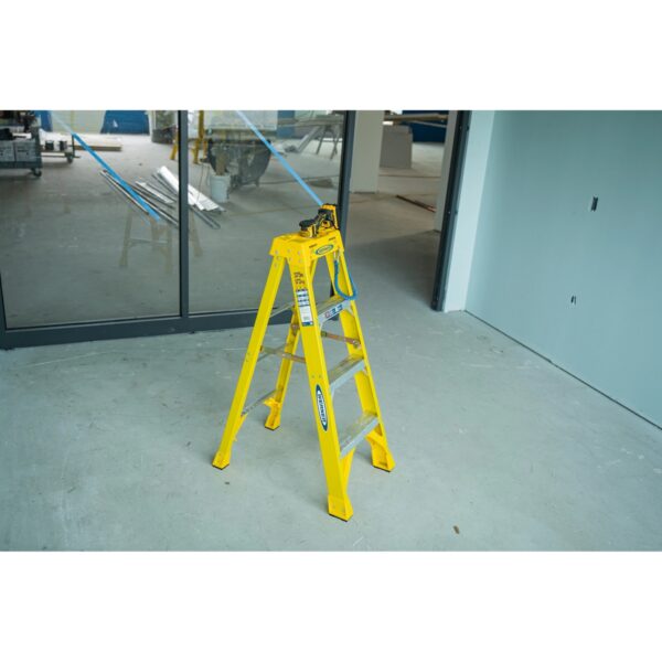 Werner 6304 4ft Type IAA Fiberglass Step Ladder, Single-Sided, Yellow, 375 lb Capacity product image