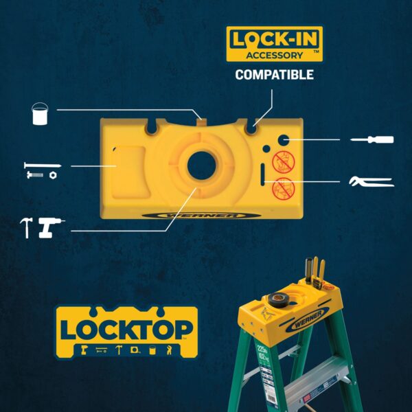 Werner 5904 4ft Type II Fiberglass Step Ladder, Single-Sided, 225 lb Load Capacity product image