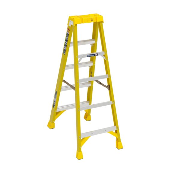 Werner 6305 Type IAA Fiberglass Step Ladder, 5 ft, Single-Sided, 375 lb Load product image