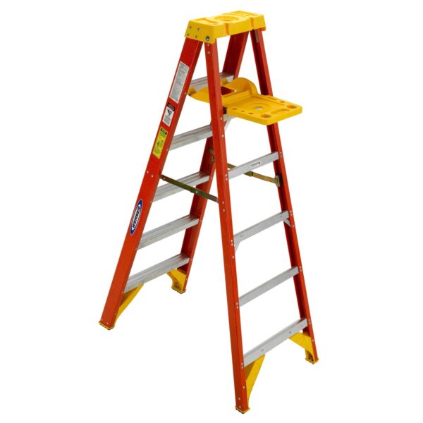 Werner 6206S 6ft Type IA Fiberglass Step Ladder with Shelf, Single-Sided, 300 lb Load Capacity product image