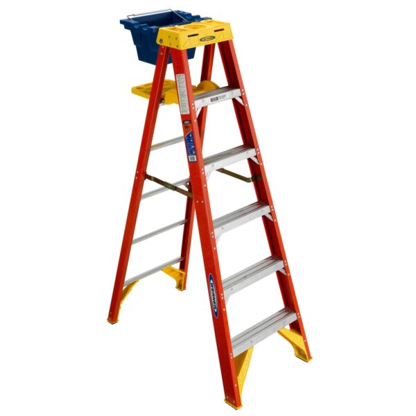 Werner 6206S 6ft Type IA Fiberglass Step Ladder with Shelf, Single-Sided, 300 lb Load Capacity product image