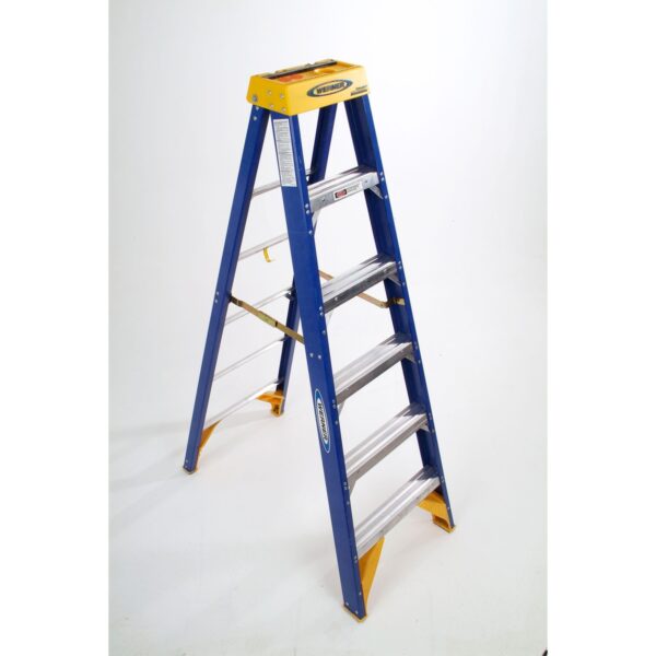 Werner OBCN06 6ft Type IAA Fiberglass Contractor JobStation Step Ladder, Single-Sided, Blue product image