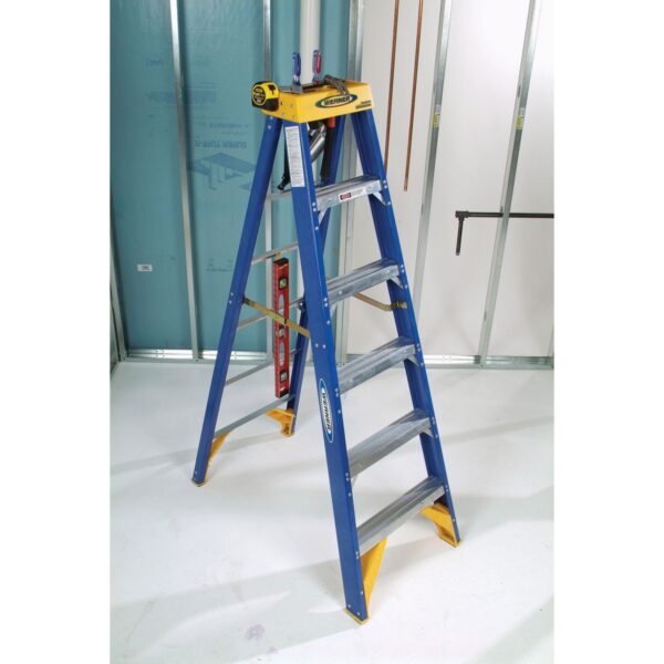 Werner OBCN06 6ft Type IAA Fiberglass Contractor JobStation Step Ladder, Single-Sided, Blue product image