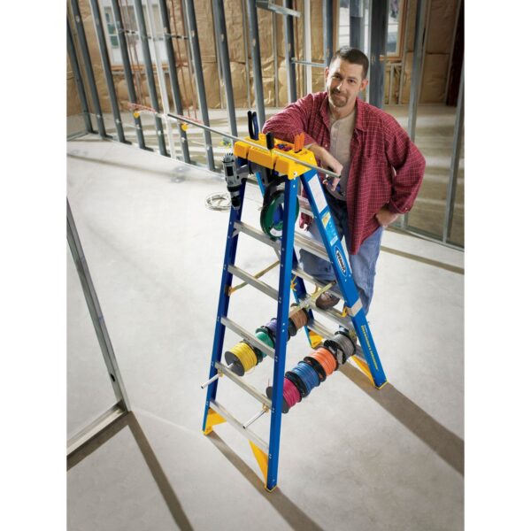 Werner OBEL06 6ft Type IAA Fiberglass Electricians JobStation Step Ladder, 375 lb Load product image