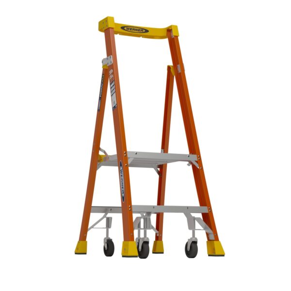 Werner PD6202-4C 8ft Reach Fiberglass Podium Ladder with Casters, Type IA, 2ft Platform Height product image