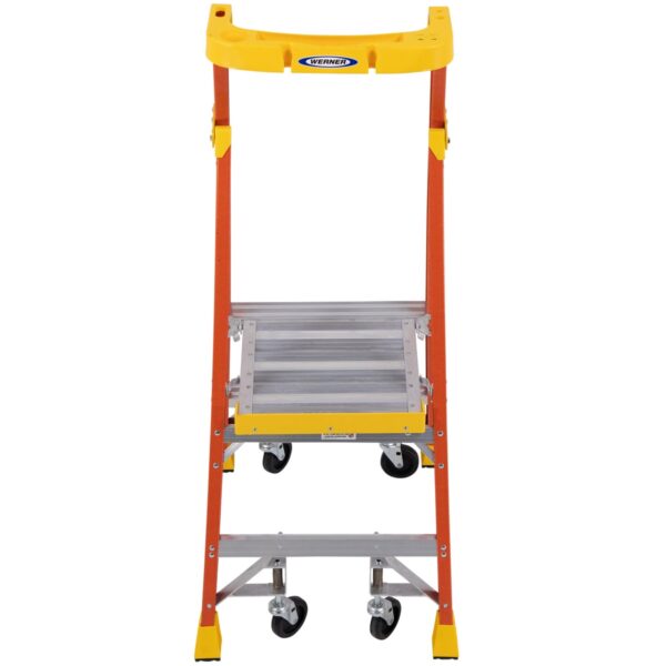 Werner PD6202-4C 8ft Reach Fiberglass Podium Ladder with Casters, Type IA, 2ft Platform Height product image