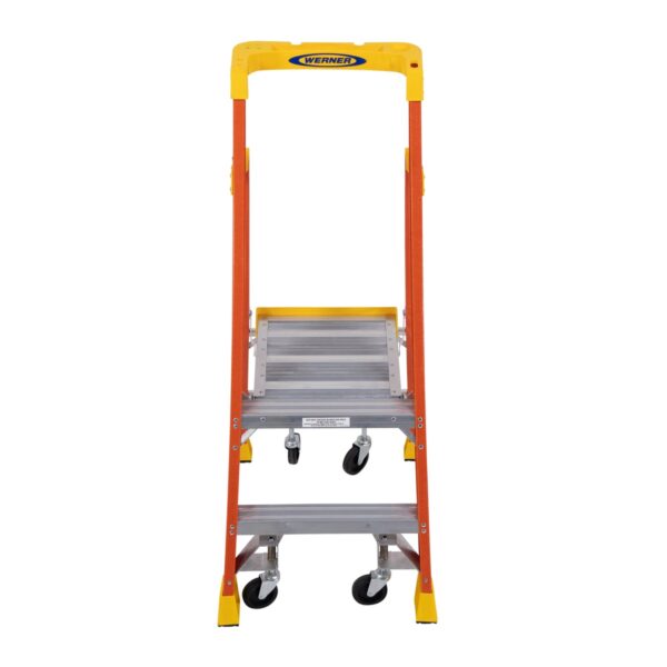 Werner PD6202-4C 8ft Reach Fiberglass Podium Ladder with Casters, Type IA, 2ft Platform Height product image
