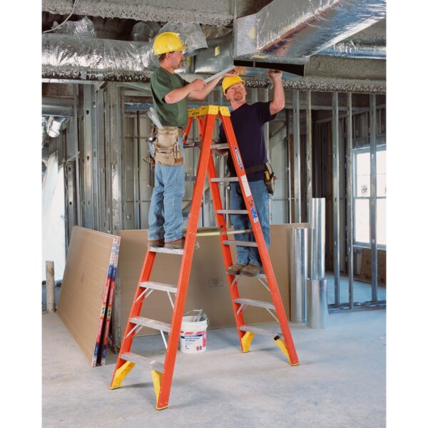 Werner T6208 8ft Type IA Fiberglass Twin Step Ladder, 300 lb per side product image