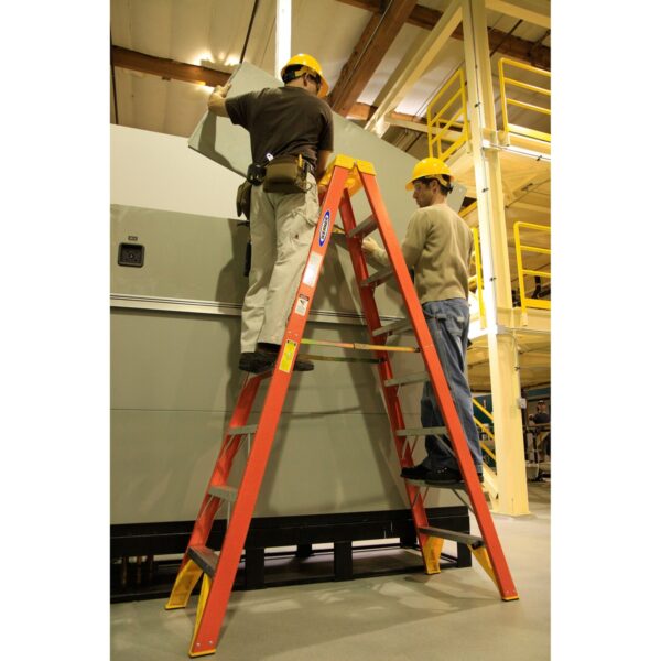 Werner T6208 8ft Type IA Fiberglass Twin Step Ladder, 300 lb per side product image