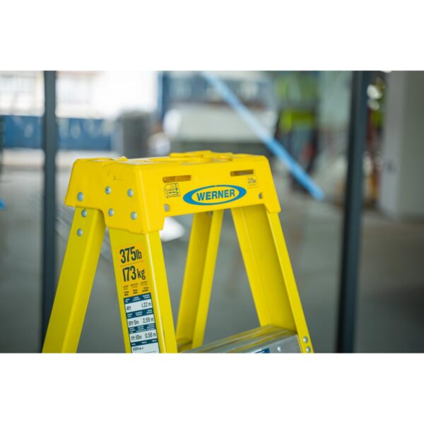 Werner 6308 8ft Type IAA Fiberglass Step Ladder, Single-Sided, Yellow product image