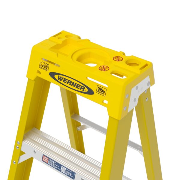 Werner 6308 8ft Type IAA Fiberglass Step Ladder, Single-Sided, Yellow product image