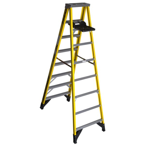 Werner 7308S 8ft Type IAA Fiberglass Step Ladder with Shelf, Single-Sided, 375 lb Duty Rating product image