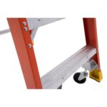Werner PD6203-4C 9ft Reach Fiberglass Podium Ladder, 3ft Platform Height, Type IA, Factory-Installed Casters product image