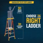 Werner PD6203 9ft Reach Fiberglass Podium Ladder, 3ft Platform, Type IA 300 lb product image
