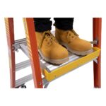Werner PD6203-4C 9ft Reach Fiberglass Podium Ladder, 3ft Platform Height, Type IA, Factory-Installed Casters product image
