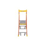 Werner PD6203-4C 9ft Reach Fiberglass Podium Ladder, 3ft Platform Height, Type IA, Factory-Installed Casters product image