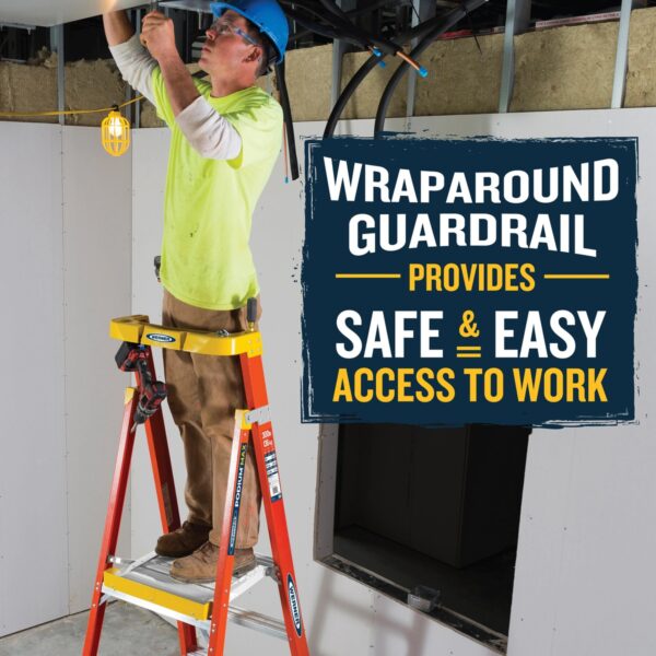 Werner PD6203 9ft Reach Fiberglass Podium Ladder, 3ft Platform, Type IA 300 lb product image