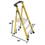 Werner PD7303-4C 9ft Reach Fiberglass Podium Ladder with Casters, 3ft Type IAA, 29 lb product image