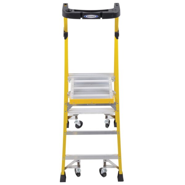 Werner PD7303-4C 9ft Reach Fiberglass Podium Ladder with Casters, 3ft Type IAA, 29 lb product image