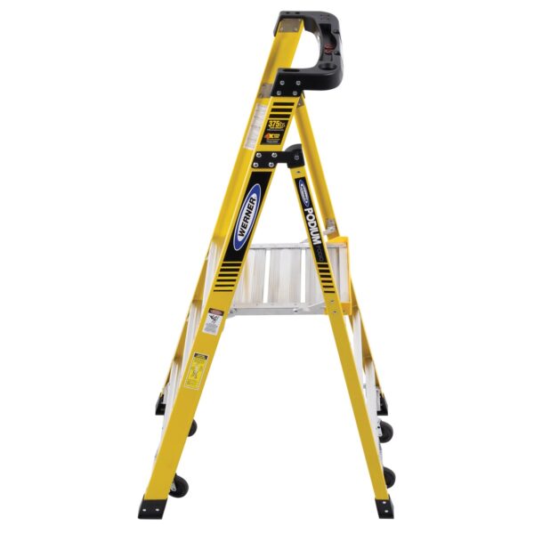 Werner PD7303-4C 9ft Reach Fiberglass Podium Ladder with Casters, 3ft Type IAA, 29 lb product image