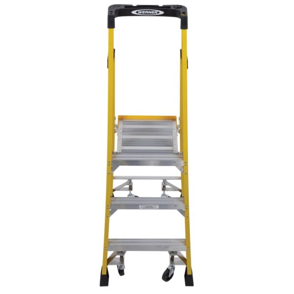 Werner PD7303-4C 9ft Reach Fiberglass Podium Ladder with Casters, 3ft Type IAA, 29 lb product image