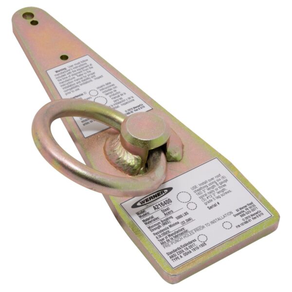 Werner A216400 Steel Bull Ring Anchorage Connector, Zinc Plated, Gold, 12 in L product image