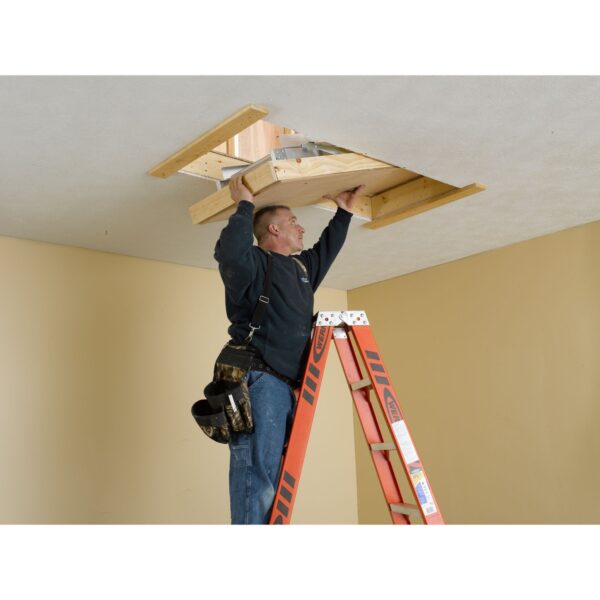 Werner AH2210C Aluminum Attic Ladder, 22.5 in W x 54 in L, Fits 8?10 ft Ceilings, 375 lb Load product image