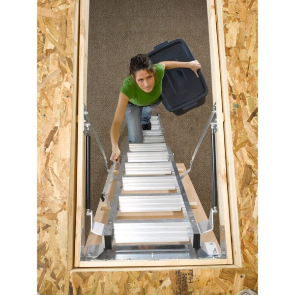 Werner AH2210C Aluminum Attic Ladder, 22.5 in W x 54 in L, Fits 8?10 ft Ceilings, 375 lb Load product image