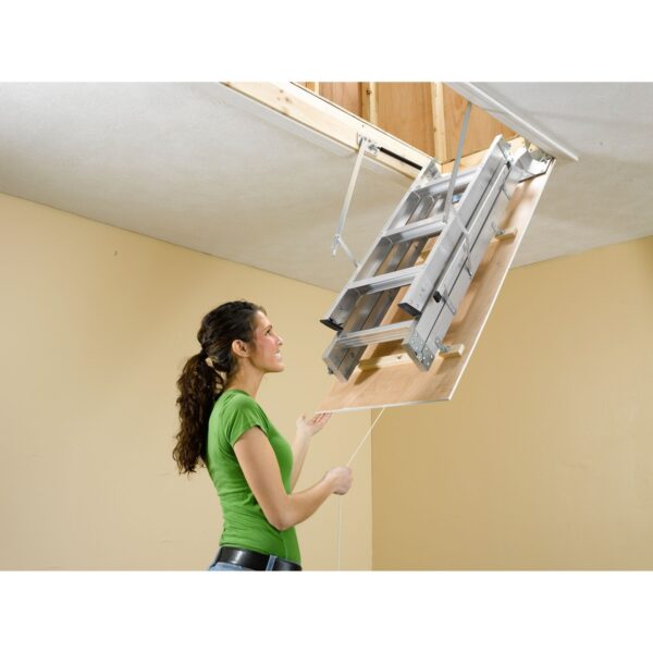 Werner AH2210C Aluminum Attic Ladder, 22.5 in W x 54 in L, Fits 8?10 ft Ceilings, 375 lb Load product image